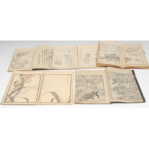 164 - Japan - a collection of five Japanese Meiji period woodblock-printed picture books (ehon), all natur... 