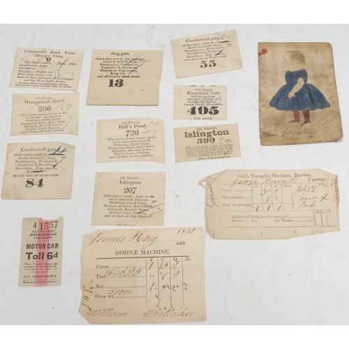 347 - Ephemera - Transport, Roads and Tickets, a collection of early 19th century and later toll bar ticke... 