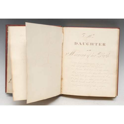 336 - Binding - a George III red morocco album, later used in c. 1830 by a Miss Bassett as a commonplace b... 