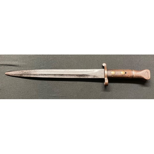 62 - British Boer War Lee-Metford bayonet. Double edged blade 285mm in length. Inspection marked along wi... 