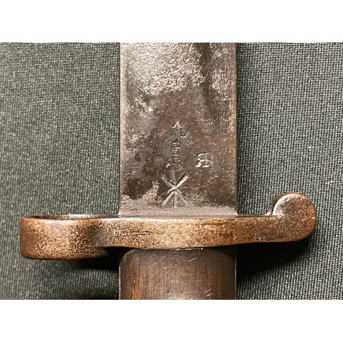 62 - British Boer War Lee-Metford bayonet. Double edged blade 285mm in length. Inspection marked along wi... 