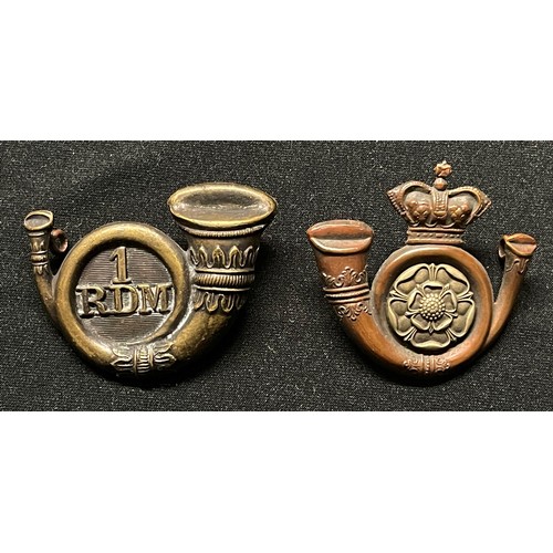 65 - Victorian Kings Own Yorkshire Light Infantry cap badge and a Victorian 1st Royal Devon Militia cap b... 