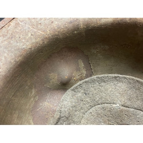 77 - WW1 British Brodie MKI Steel Helmet. Five bullet strikes to the front of the helmet one of which has... 