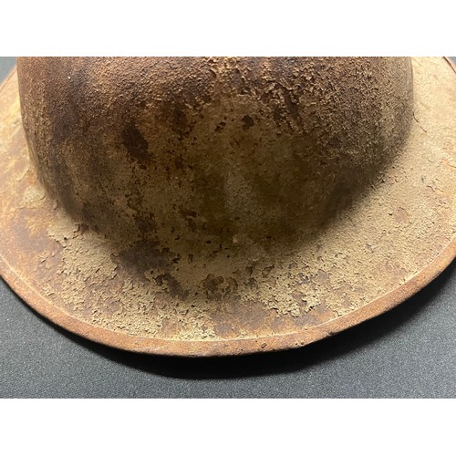 78 - WW1 US M1917 Brodie Steel Helmet. Original paint inside and out. Has remains of chinstrap and felt l... 