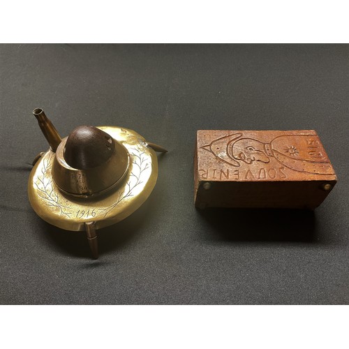 80 - WW1 Imperial German Trench Art Ink Well with a German AEG made 1915 dated fuze forming an ink well w... 