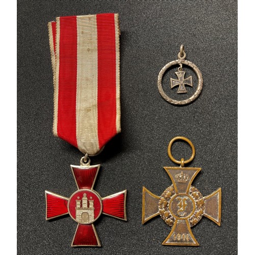 82 - WW1 Imperial German Hamburg Kreuz Orden 1914 Hanseatenkreuz Für Verdienst im Krieg complete with ori... 