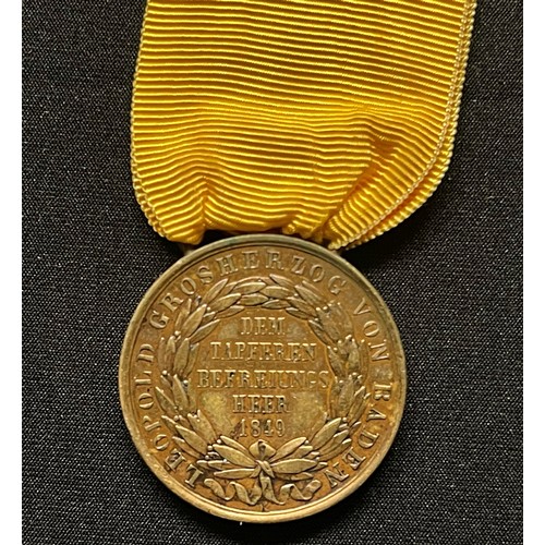 88 - Baden Commemorative Medal for the Insurrection of 1849. Complete with a replacement ribbon.