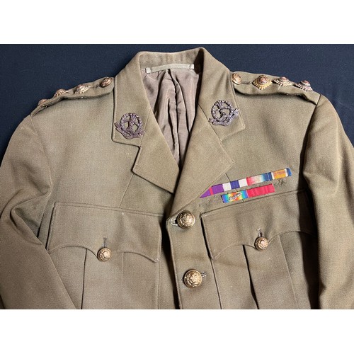 106 - WW2 British Army Middlesex Regt Captains Service Dress Jacket complete with officers bronze collar d... 