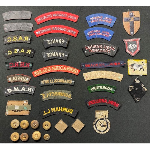 113 - WW2 British Cloth insignia to include: WW2 British Cloth insignia to include: pair Royal Canadian En... 