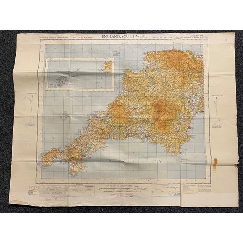 121 - WW2 British Military Edition England South West Ordnance Survey map;  uniform removed Royal Navy off... 