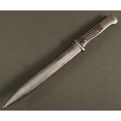 155 - WW2 Third Reich Seitengewehr 98 K98 Bayonet with single edged fullered blade 245mm in length, maker ... 