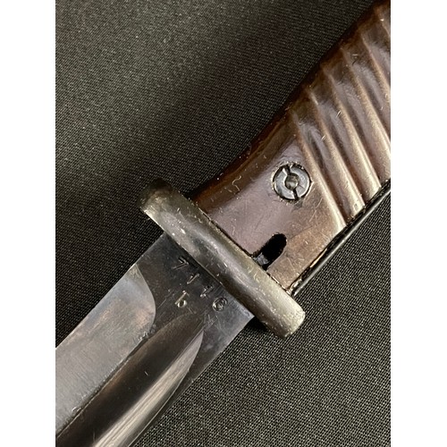 155 - WW2 Third Reich Seitengewehr 98 K98 Bayonet with single edged fullered blade 245mm in length, maker ... 