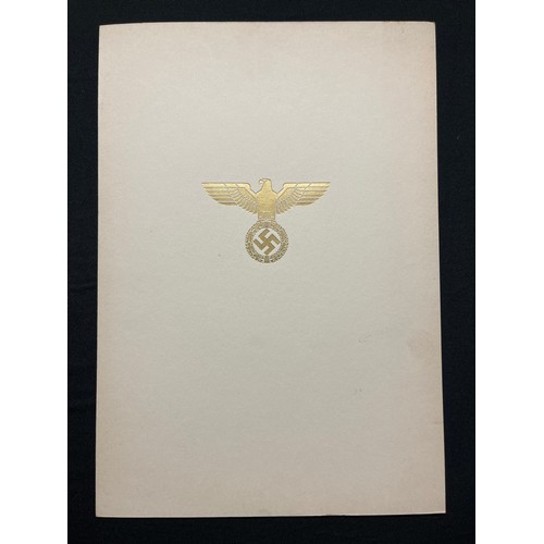 161 - WW2 Third Reich Citation and Folder for the Verdienstkreuz der Deutschen Adlerodern, 2 Klasse.  Serv... 