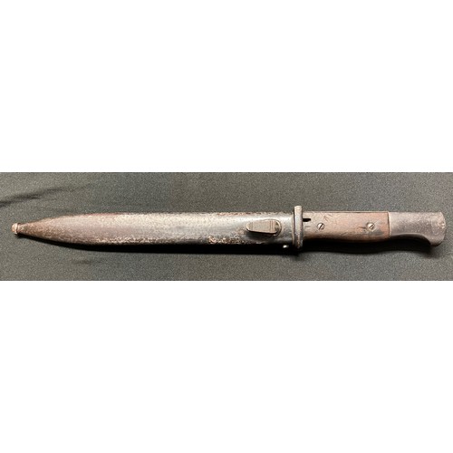 164 - WW2 Third Reich K98 Bayonet with 250mm long single edged fullered blade. Maker maker marked 