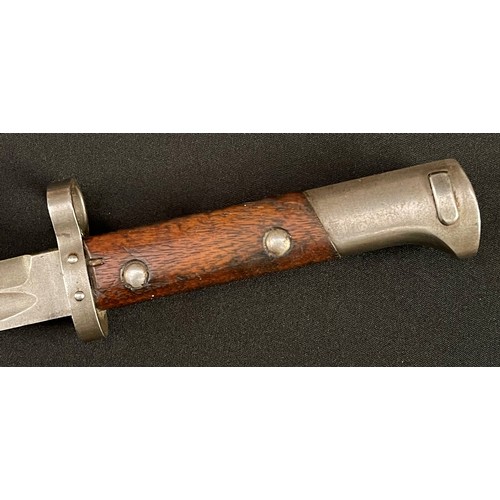 171 - Czechoslovakian VZ24 Bayonet with single edged fullered blade 298mm in length. No makers marks. Wood... 