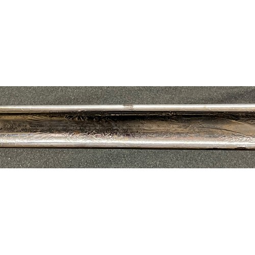 178 - ERII RAF Officers Sword with 82cm long fullered blade with worn heavy chrome plating. Marked 