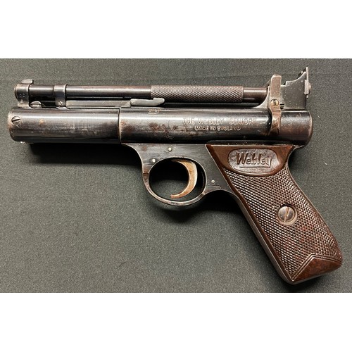 186 - Webley Senior .22 cal Air Pistol. 167mm long barrel. Overall length 212mm. Numbered to front 