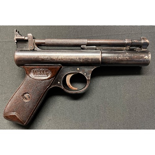 186 - Webley Senior .22 cal Air Pistol. 167mm long barrel. Overall length 212mm. Numbered to front 