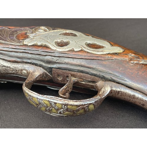 203 - Flintlock Pistol with 360mm long barrel. Bore approx. 15mm. Overall length 548mm. Action will only h... 