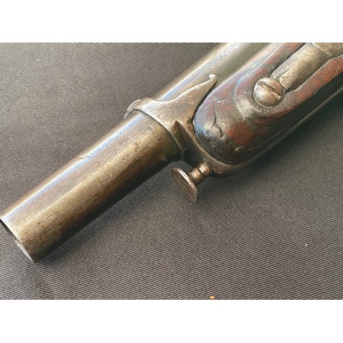 204 - French 'Chien de Mer' naval officer's flintlock pistol with 110mm long barrel. Bore approx. 15mm. Wo... 