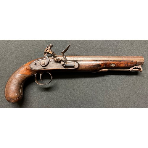 206 - Flintlock Officers Pistol with octagonal barrel 220mm in length. Lock is signed 