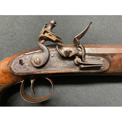 206 - Flintlock Officers Pistol with octagonal barrel 220mm in length. Lock is signed 