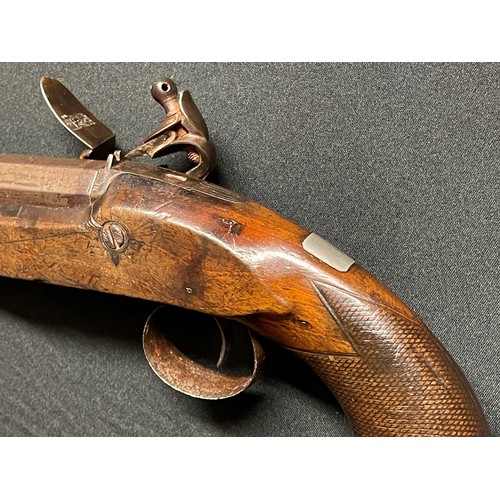 206 - Flintlock Officers Pistol with octagonal barrel 220mm in length. Lock is signed 