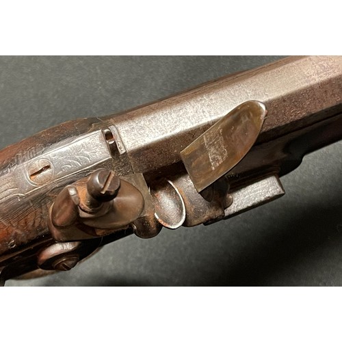 206 - Flintlock Officers Pistol with octagonal barrel 220mm in length. Lock is signed 