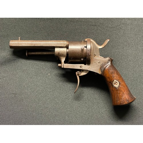 208 - Belgian made Pin Fire Revolver. No makers marks. 82mm long barrel. Folding trigger. Working double a... 