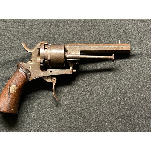 208 - Belgian made Pin Fire Revolver. No makers marks. 82mm long barrel. Folding trigger. Working double a... 