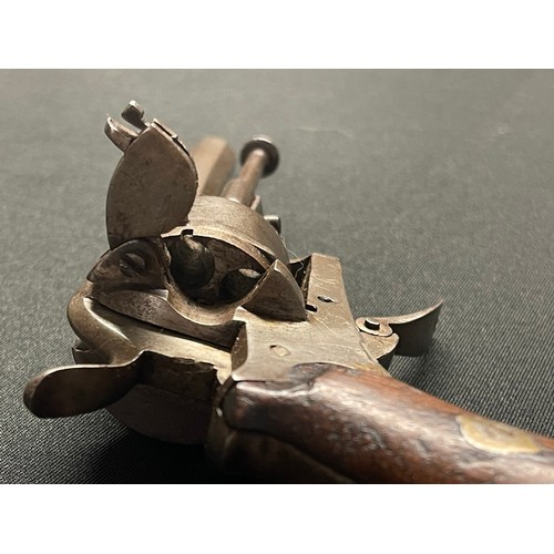 208 - Belgian made Pin Fire Revolver. No makers marks. 82mm long barrel. Folding trigger. Working double a... 