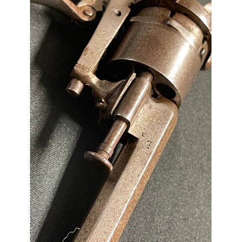 208 - Belgian made Pin Fire Revolver. No makers marks. 82mm long barrel. Folding trigger. Working double a... 