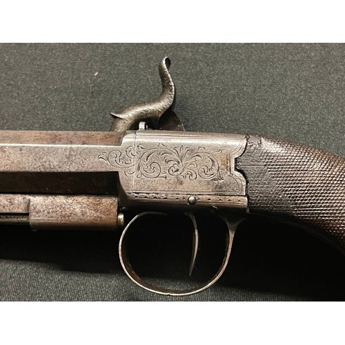 211 - Percussion cap pistol with 115mm long barrel. Bore approx. 14mm. Proof marked. Barrel signed 