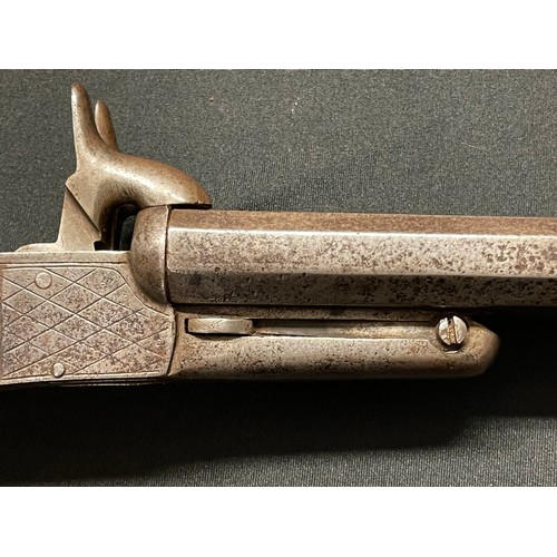 212 - Double barrel pinfire pistol with 139mm long barrels. Bores approx. 14mm. Working condition. No make... 