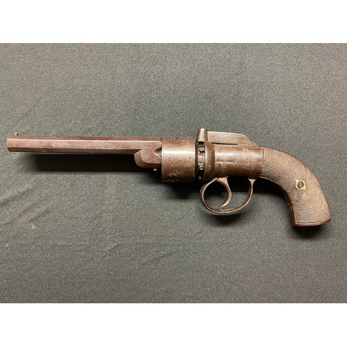 213 - Percussion Cap Revolver with 143mm long barrel. 6 shot cylinder. Bore approx. 9mm. No makers marks. ... 