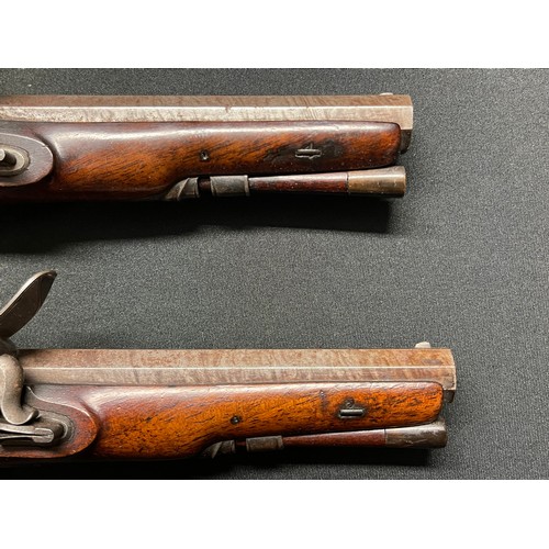 216 - Pair of 60 Bore Flintlock Travelling or holster pistols by 