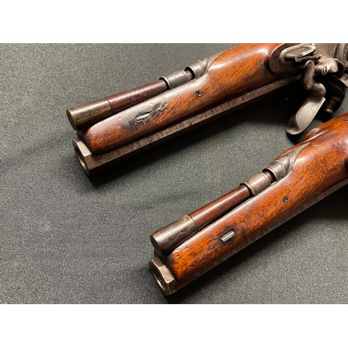 216 - Pair of 60 Bore Flintlock Travelling or holster pistols by 