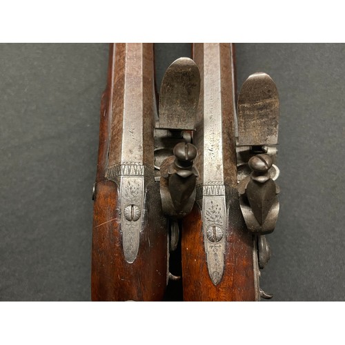 216 - Pair of 60 Bore Flintlock Travelling or holster pistols by 