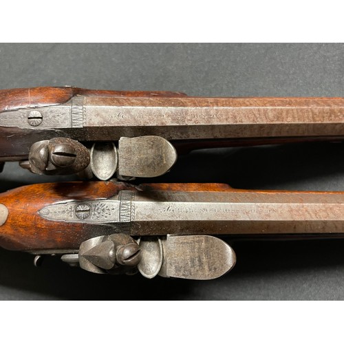 216 - Pair of 60 Bore Flintlock Travelling or holster pistols by 