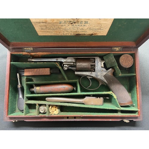 218 - Cased Beaumont Adams Double Action 54 Bore Percussion Cap Revolver serial number B15381. Adams Paten... 