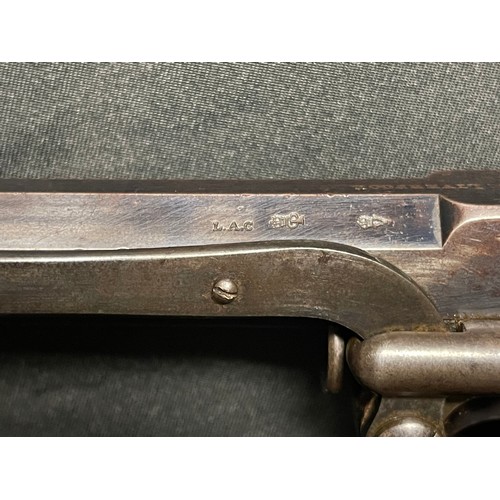 218 - Cased Beaumont Adams Double Action 54 Bore Percussion Cap Revolver serial number B15381. Adams Paten... 