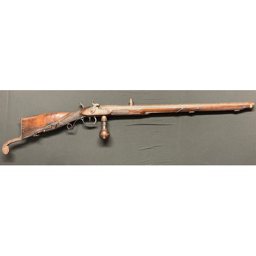 221 - 14 Bore Belgian Percussion sporting rifle. 127cm in overall length with octagonal twist barrel 775mm... 