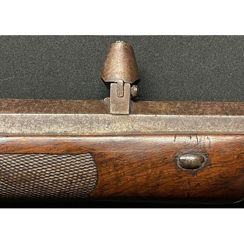 221 - 14 Bore Belgian Percussion sporting rifle. 127cm in overall length with octagonal twist barrel 775mm... 