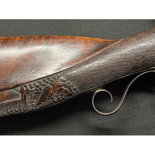 221 - 14 Bore Belgian Percussion sporting rifle. 127cm in overall length with octagonal twist barrel 775mm... 