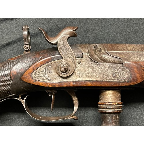 221 - 14 Bore Belgian Percussion sporting rifle. 127cm in overall length with octagonal twist barrel 775mm... 