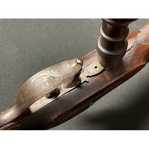 221 - 14 Bore Belgian Percussion sporting rifle. 127cm in overall length with octagonal twist barrel 775mm... 