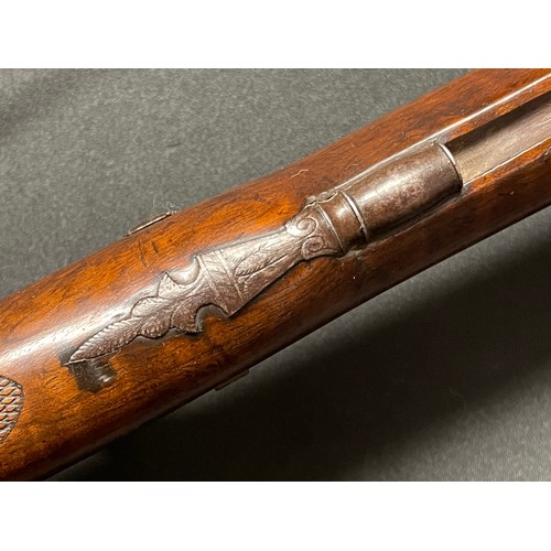 221 - 14 Bore Belgian Percussion sporting rifle. 127cm in overall length with octagonal twist barrel 775mm... 