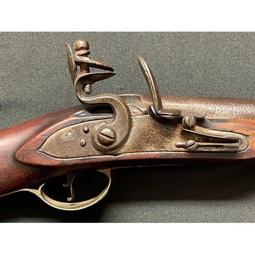 224 - Flintlock Musket with 800mm long barrel. Bore approx. 17mm. Working order. Lock will hold at both fu... 