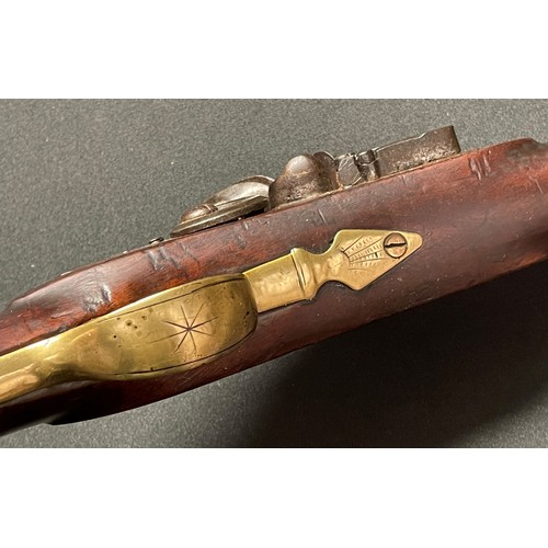 224 - Flintlock Musket with 800mm long barrel. Bore approx. 17mm. Working order. Lock will hold at both fu... 