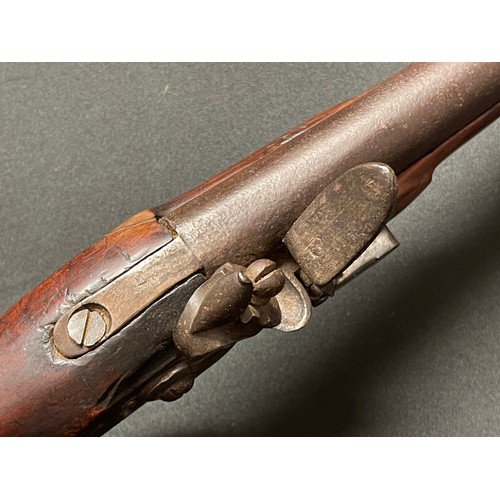 224 - Flintlock Musket with 800mm long barrel. Bore approx. 17mm. Working order. Lock will hold at both fu... 